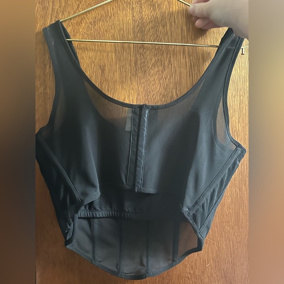 Black Sleeveless Corset Mesh Top - Picture 2 of 2